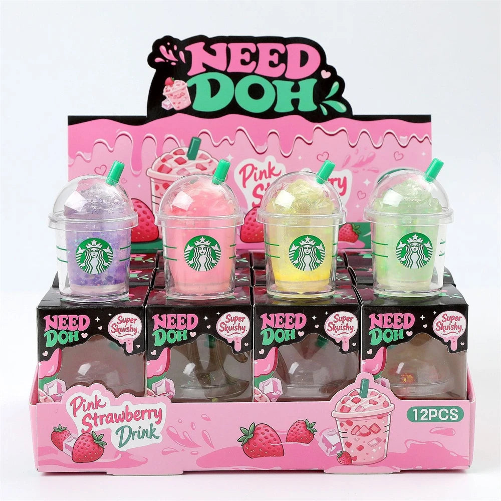 Kawaii Iced Coffee Cup Squishy Fidget Toy Soft Squeeze Stress Relief Mini Drink Decompression Toy Birthday Gift for Kids