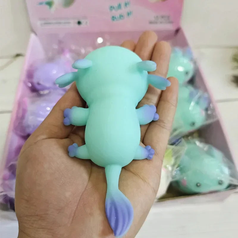 1/4pcs Axolotl Squeeze Ball Cute Fish Relax Cartoon Antistress Squishy Stress Relief Slow Rising For Adult Stretch Toys