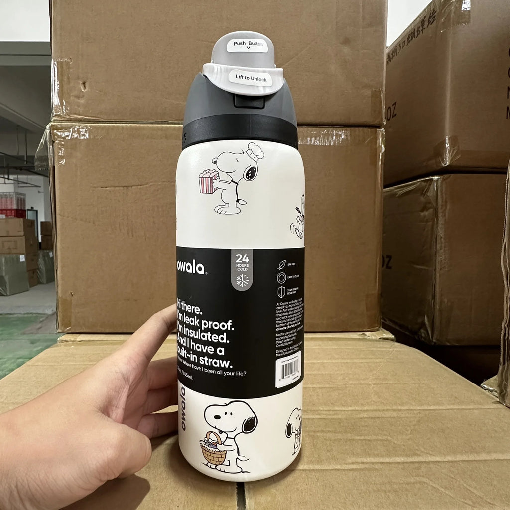 Snoopy Insulated Cup Cartoon Kawaii Cherry Blossom Powder Snoopy Tire Gray Snoopy Insulated Cup Water Cup Coffee Cup