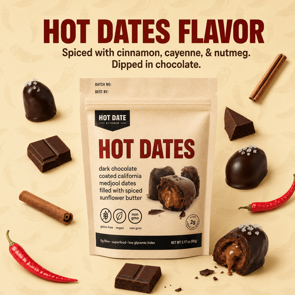 Spiced Dark Chocolate Stuffed Medjool Dates - 4 Pack