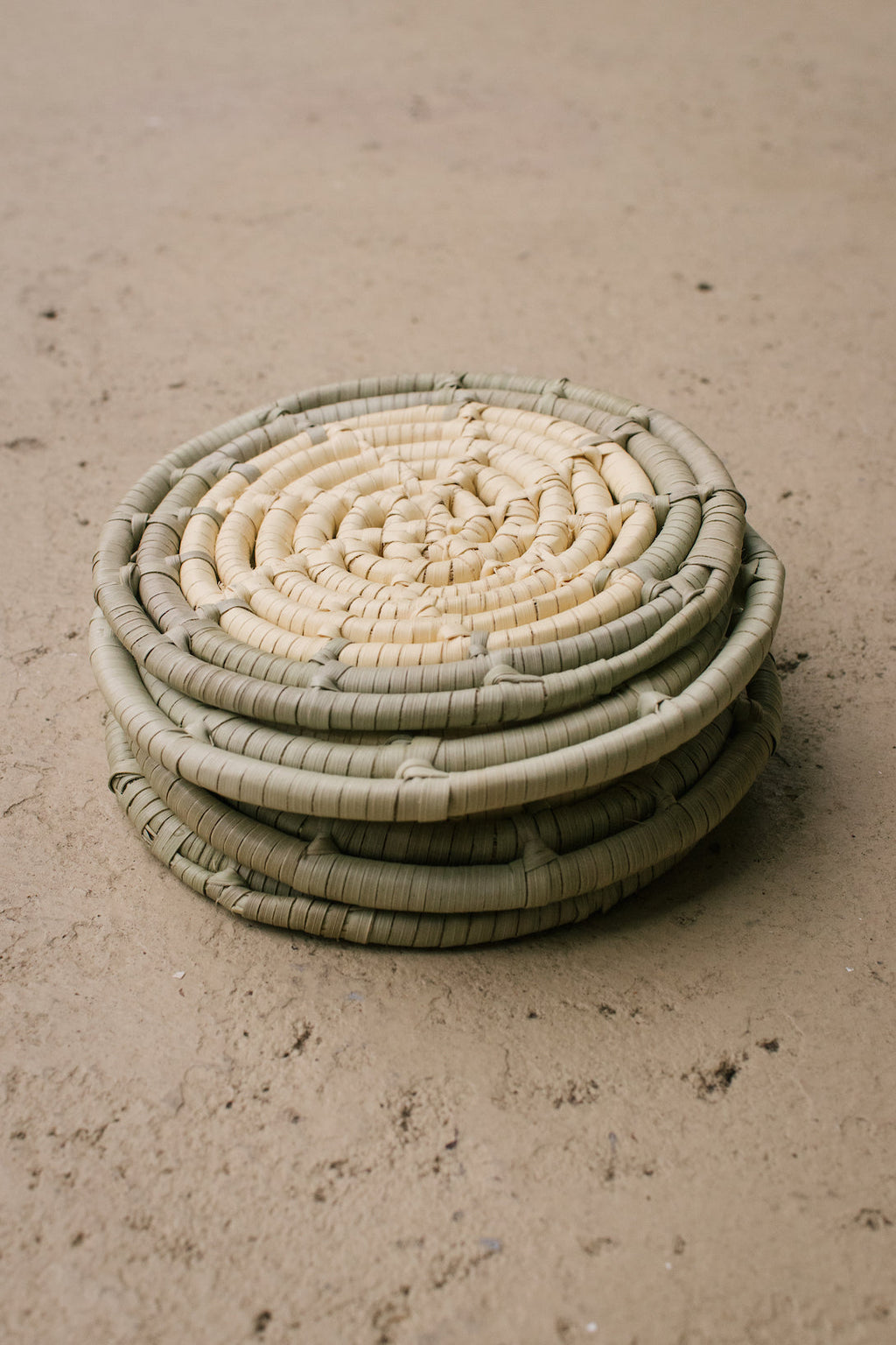 4 Piece Coaster Set with Sage Trim