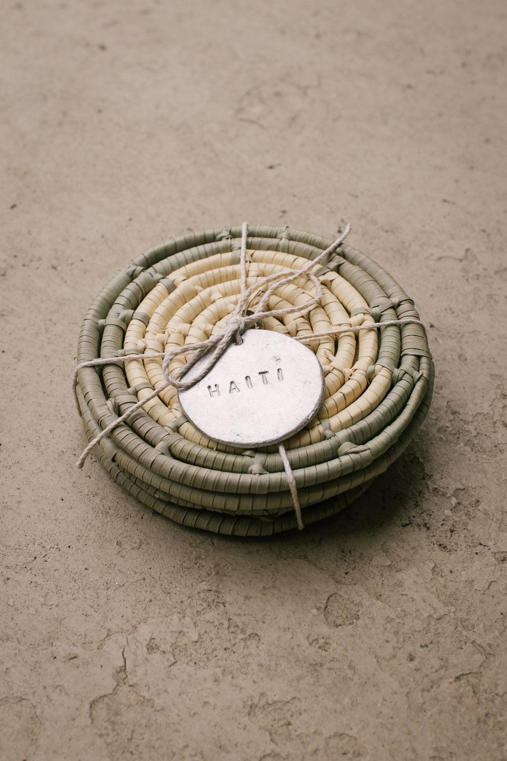 4 Piece Coaster Set with Sage Trim
