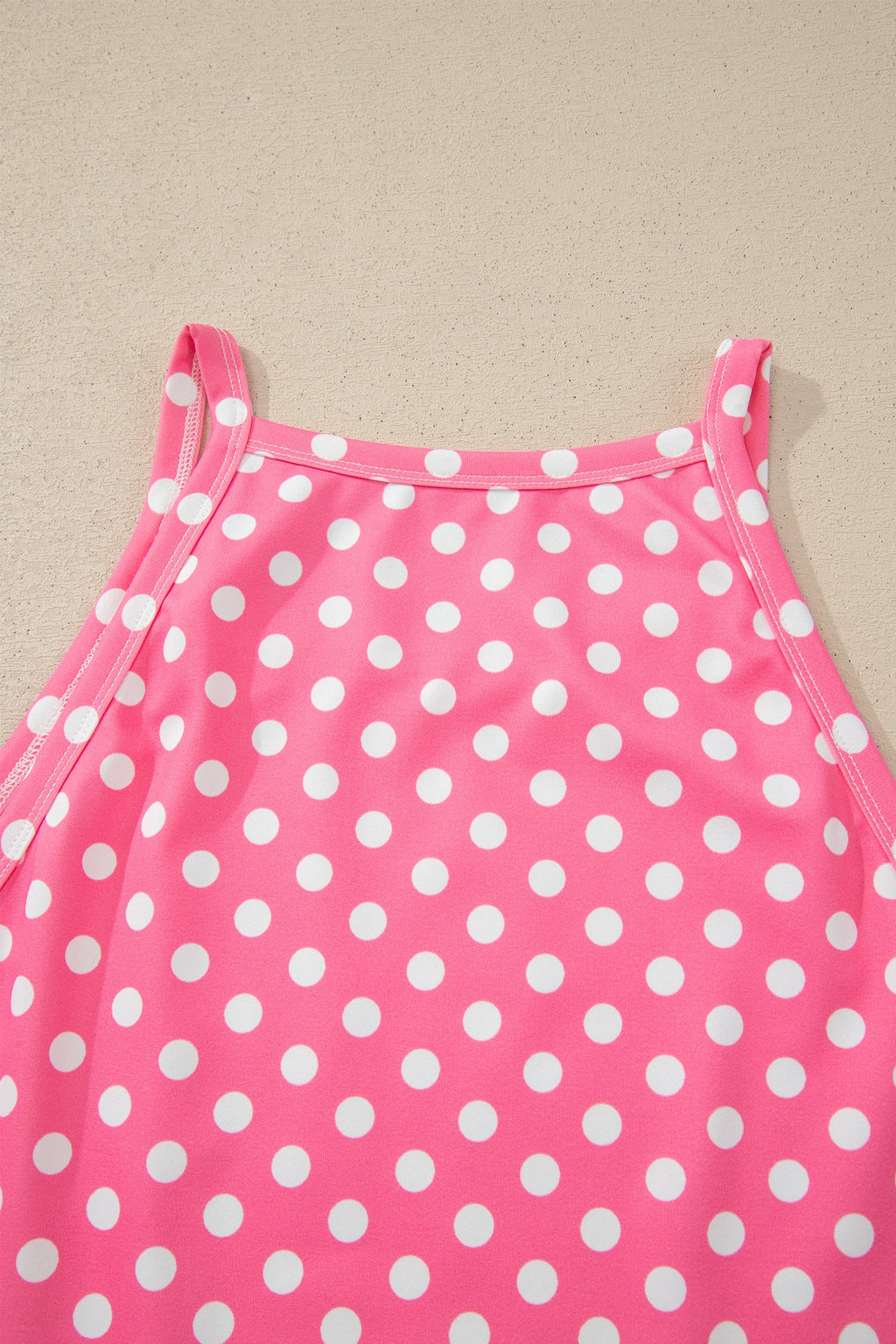 Pink Polka Dot Print Slim Tank Loose Pants 2pcs Outfit
