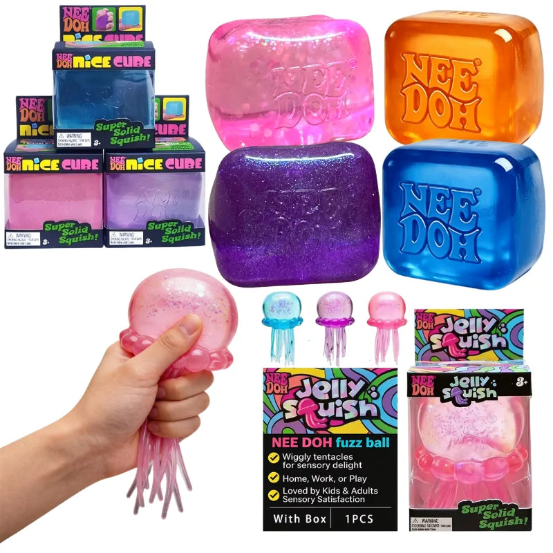 Schylling Nice Cube Series & Jellyfish Sensory Fidget Toy Soft Squishy Squeeze Stress Relief Blind Box for Daily Relax