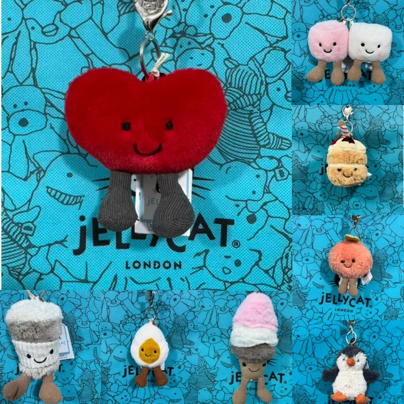 High quality cotton candy plush keychain, sky dragon, croissant toy JC bag charm cake little bear plush keychain decoration gift