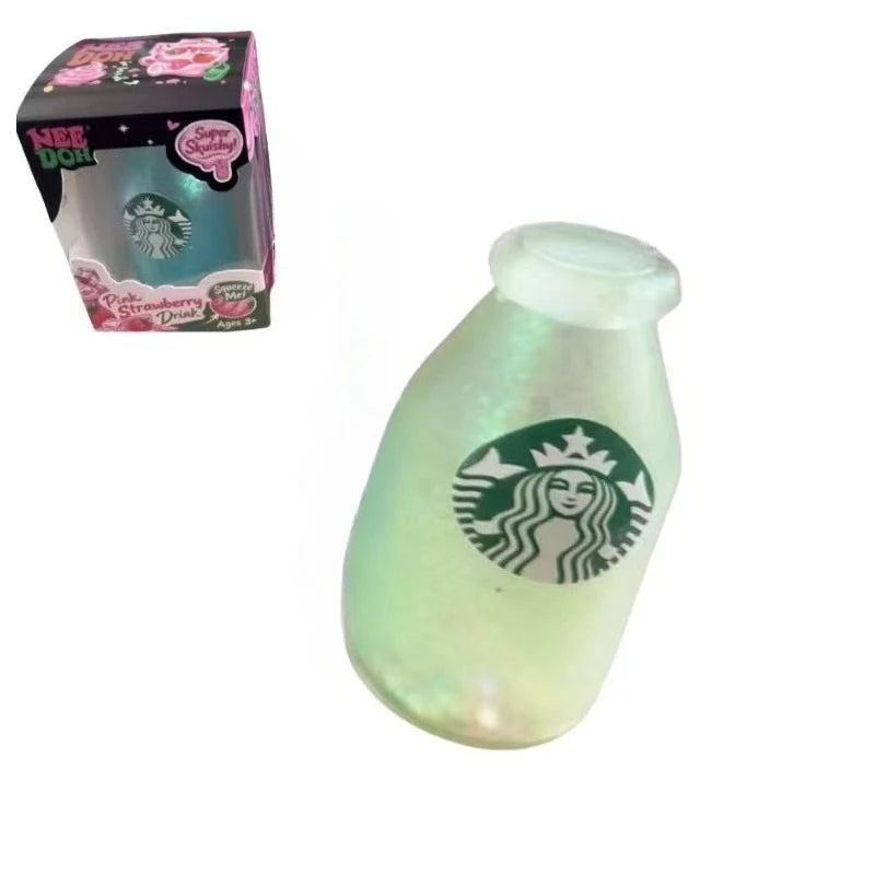 Kawaii Iced Coffee Cup Squishy Fidget Toy Soft Squeeze Stress Relief Mini Drink Decompression Toy Birthday Gift for Kids