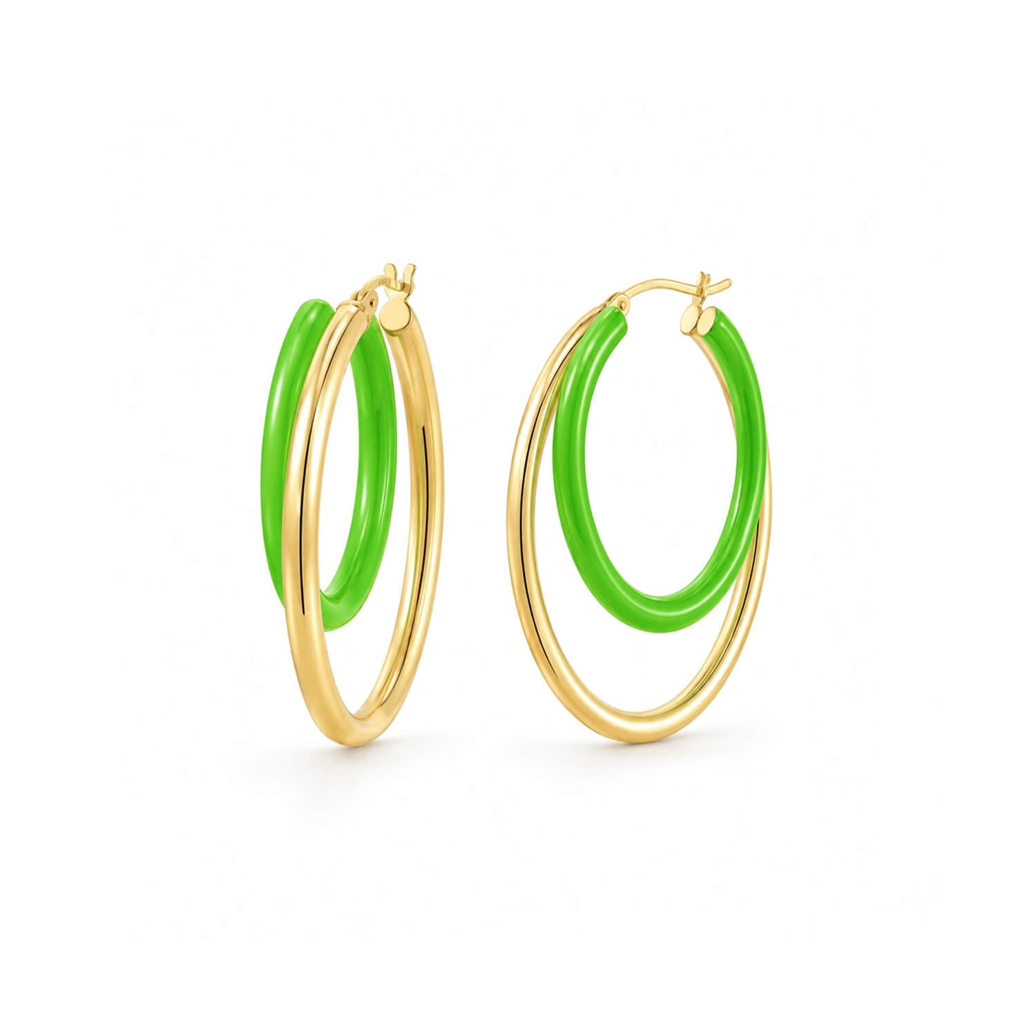Enamel Double Oval Hoop Earrings