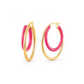 Enamel Double Oval Hoop Earrings
