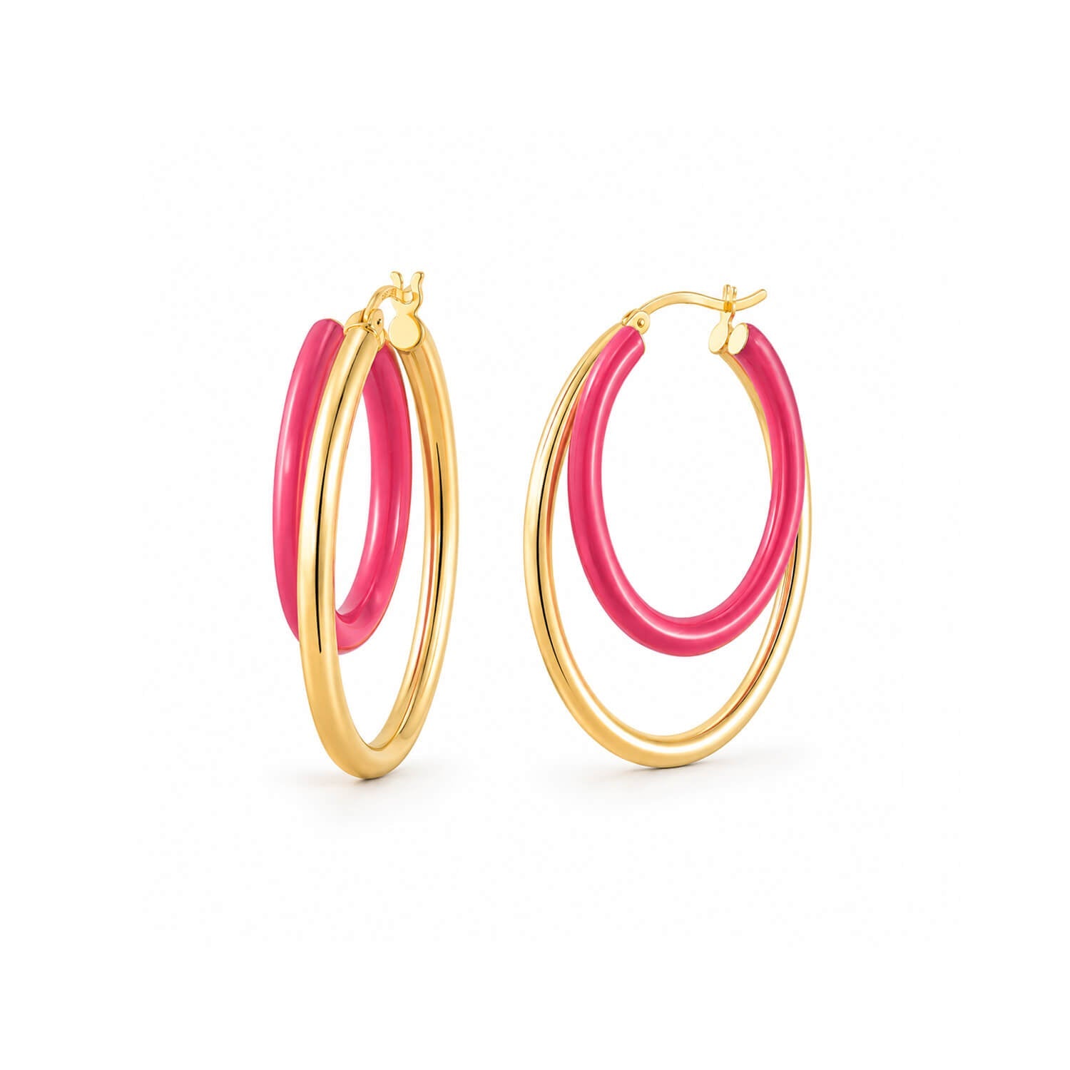Enamel Double Oval Hoop Earrings