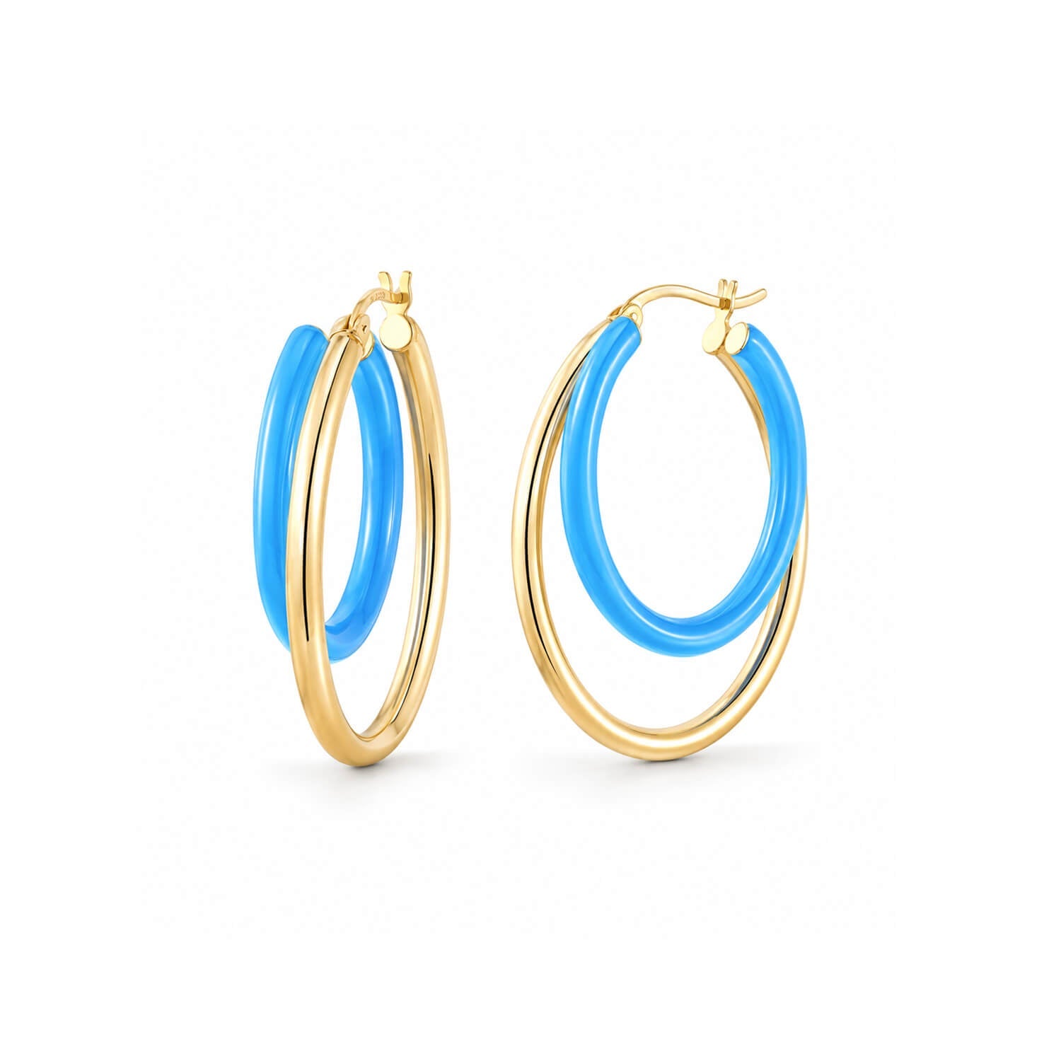 Enamel Double Oval Hoop Earrings