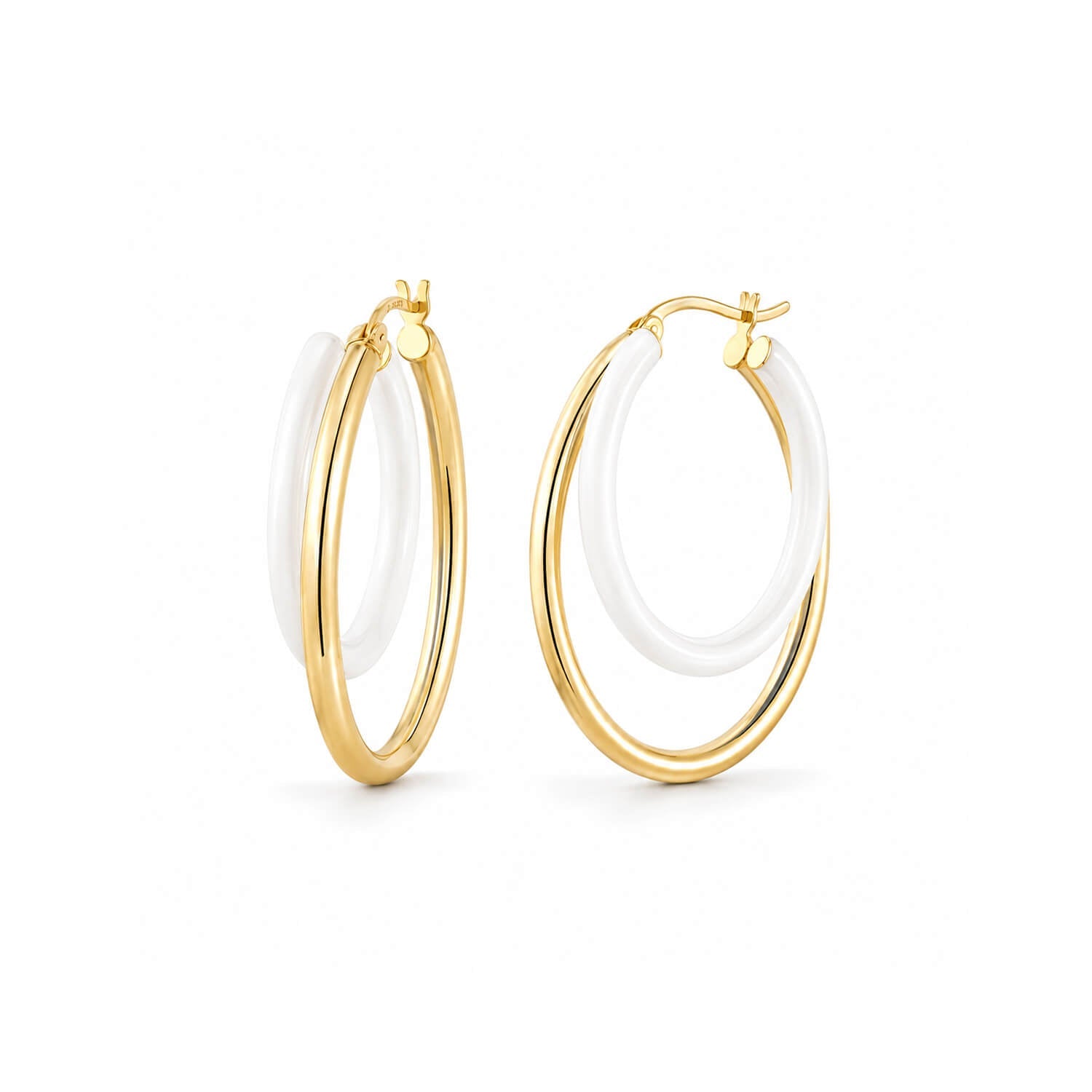 Enamel Double Oval Hoop Earrings