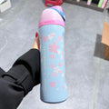 Starbucks Co branded Korean limited edition thermos cup， 25oz cherry blossom pattern straw cup，24oz Portable Water Cup