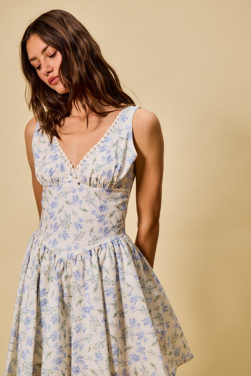 SO ME Floral Print Fit and Flare Dress