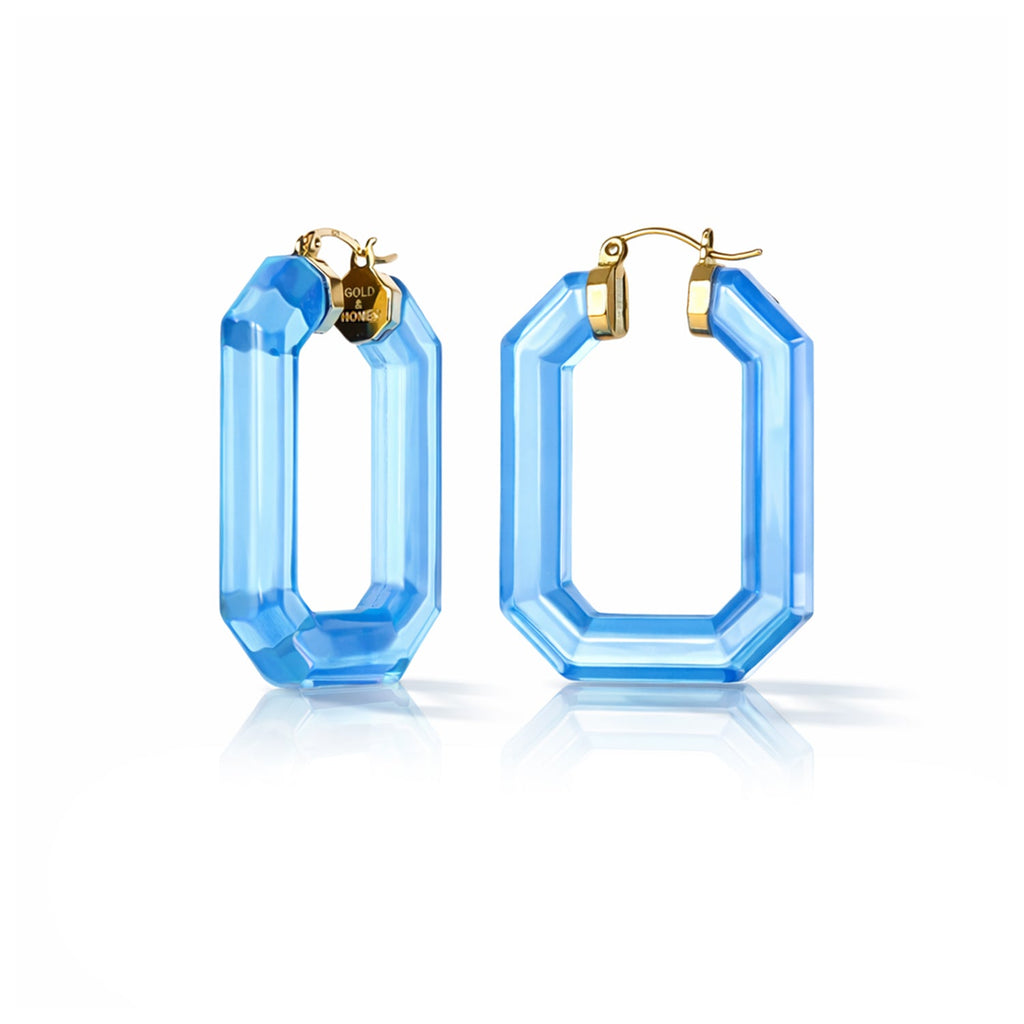 Emerald Gem Lucite Hoop Earrings