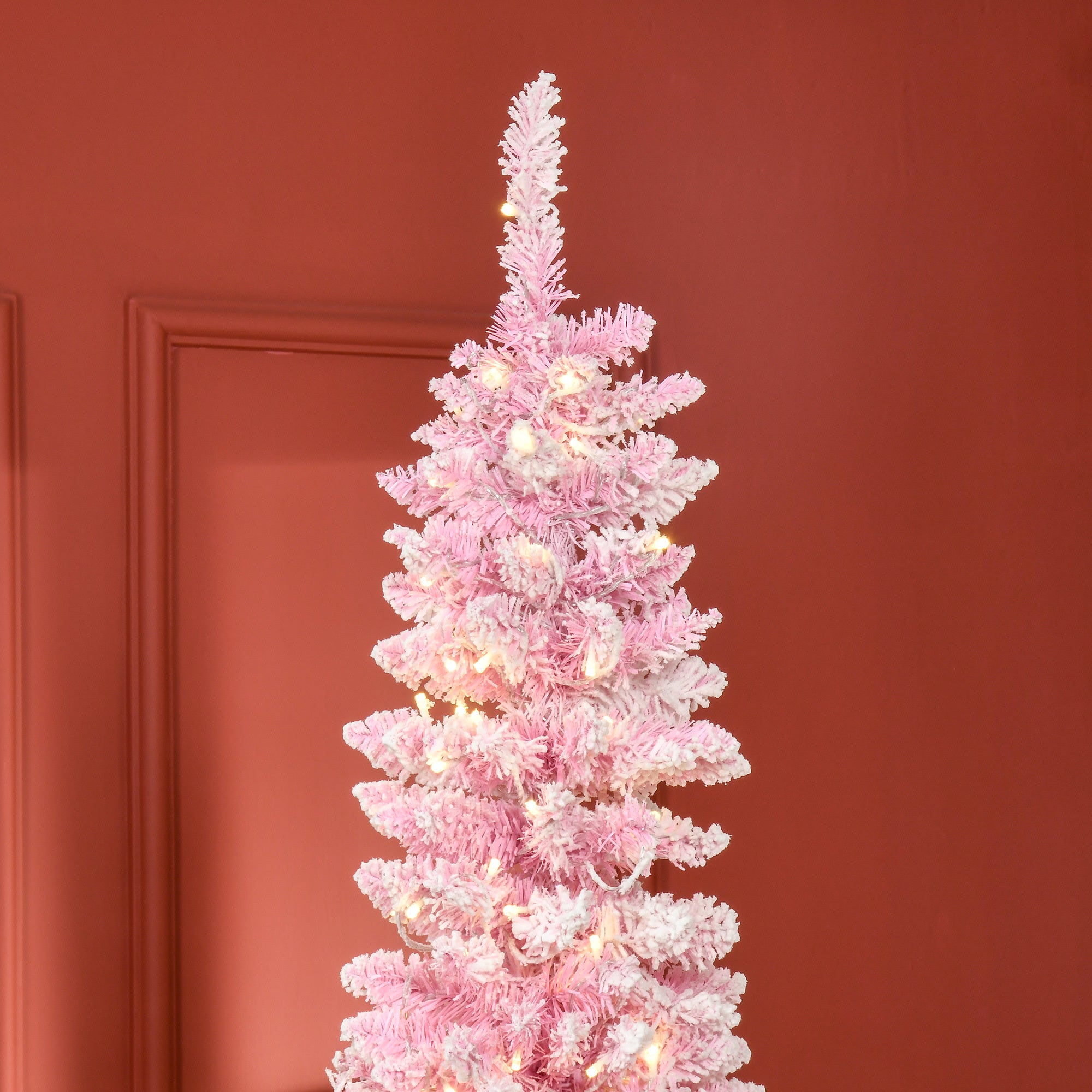 Homcom 7.5ft Prelit Snow Flocked Artificial Christmas Tree