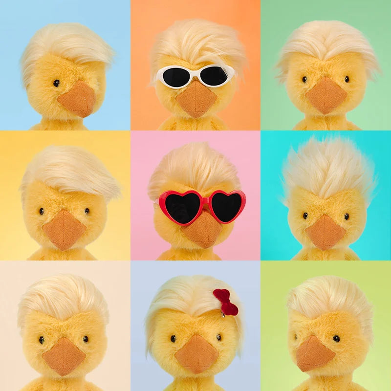 26cm Funny Yellow Duck Plush Toy Homemade hairstyle Duck Plush Doll for Boys And Girls To Accompany Sleeping Gift