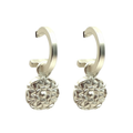 Matte Silver Hoop and Matte Silver Flower Charm Earrings