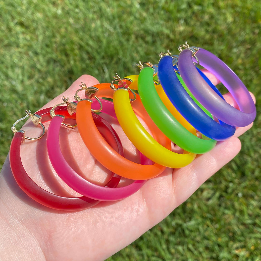 Frosted Lucite Hoop Earrings