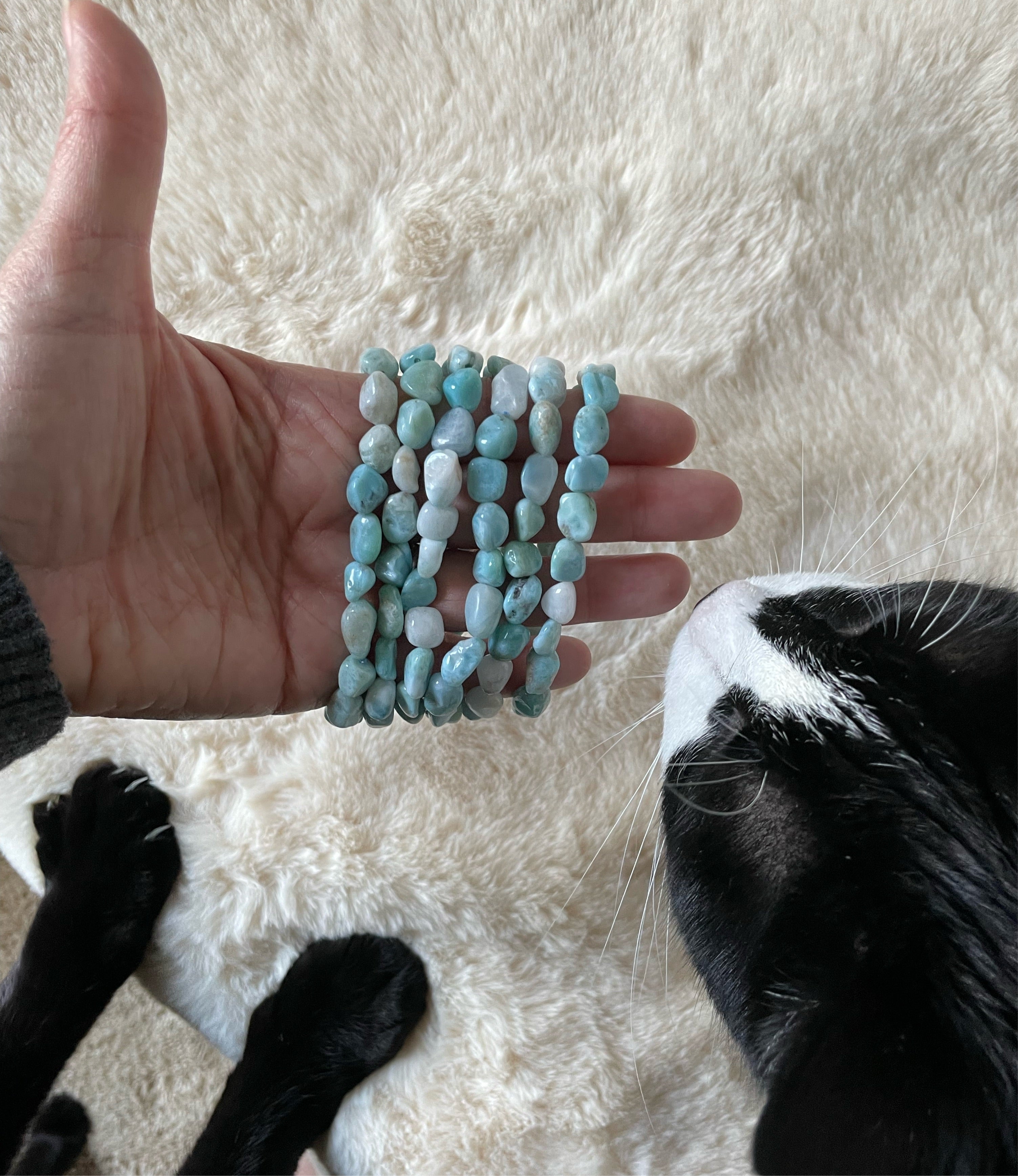 Tumbled Larimar Stretch Bracelet