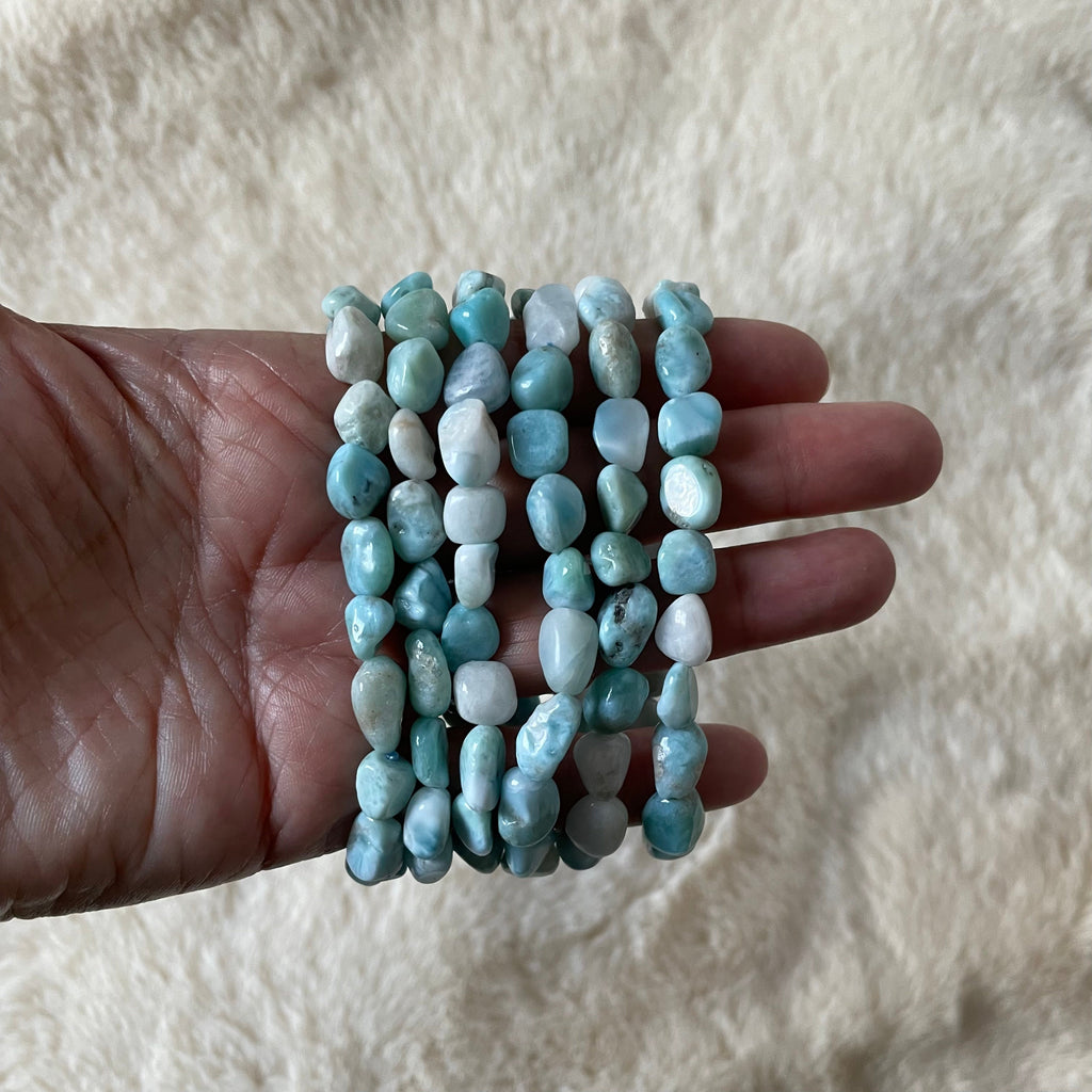 Tumbled Larimar Stretch Bracelet