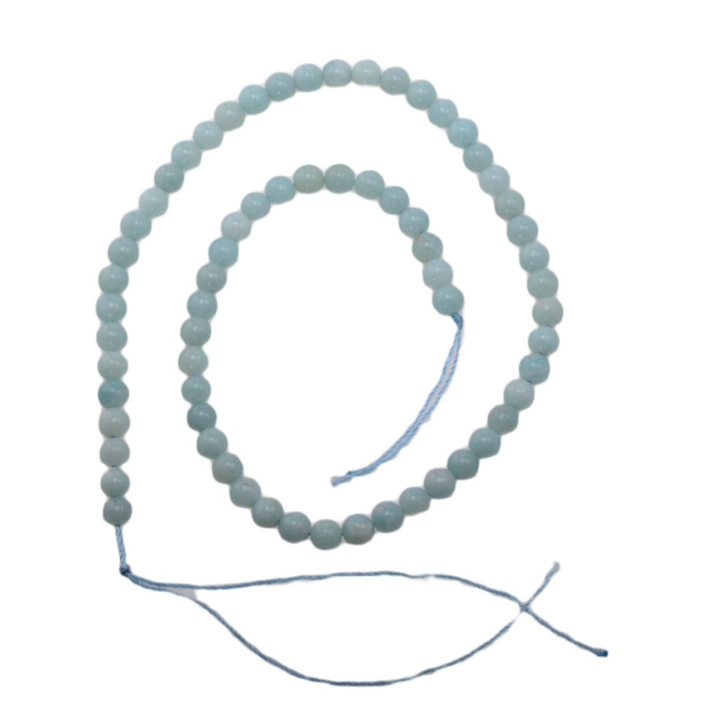 Natural Amazonite Round Bead Strand 5.78mm - Soft Blue Green Gemstone