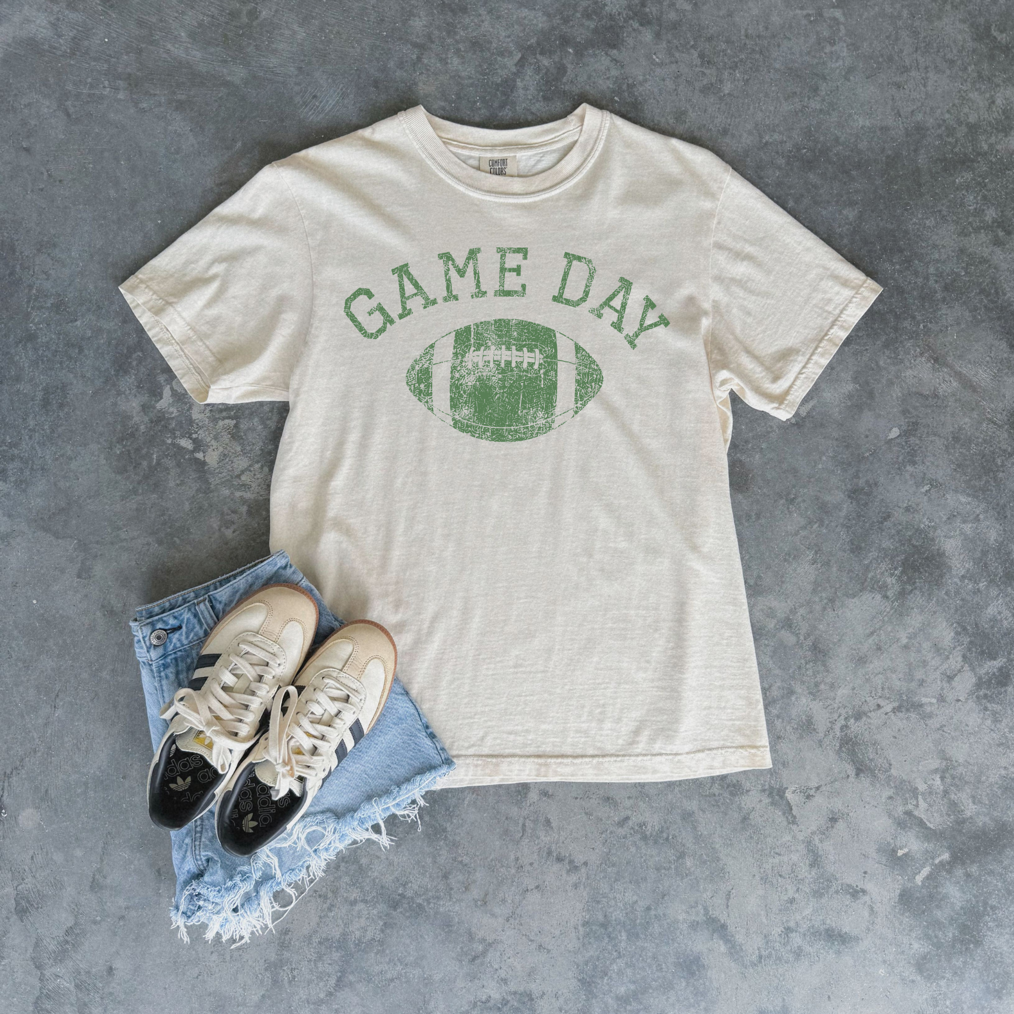 Custom School Color Game Day Distressed Football Graphic Tee