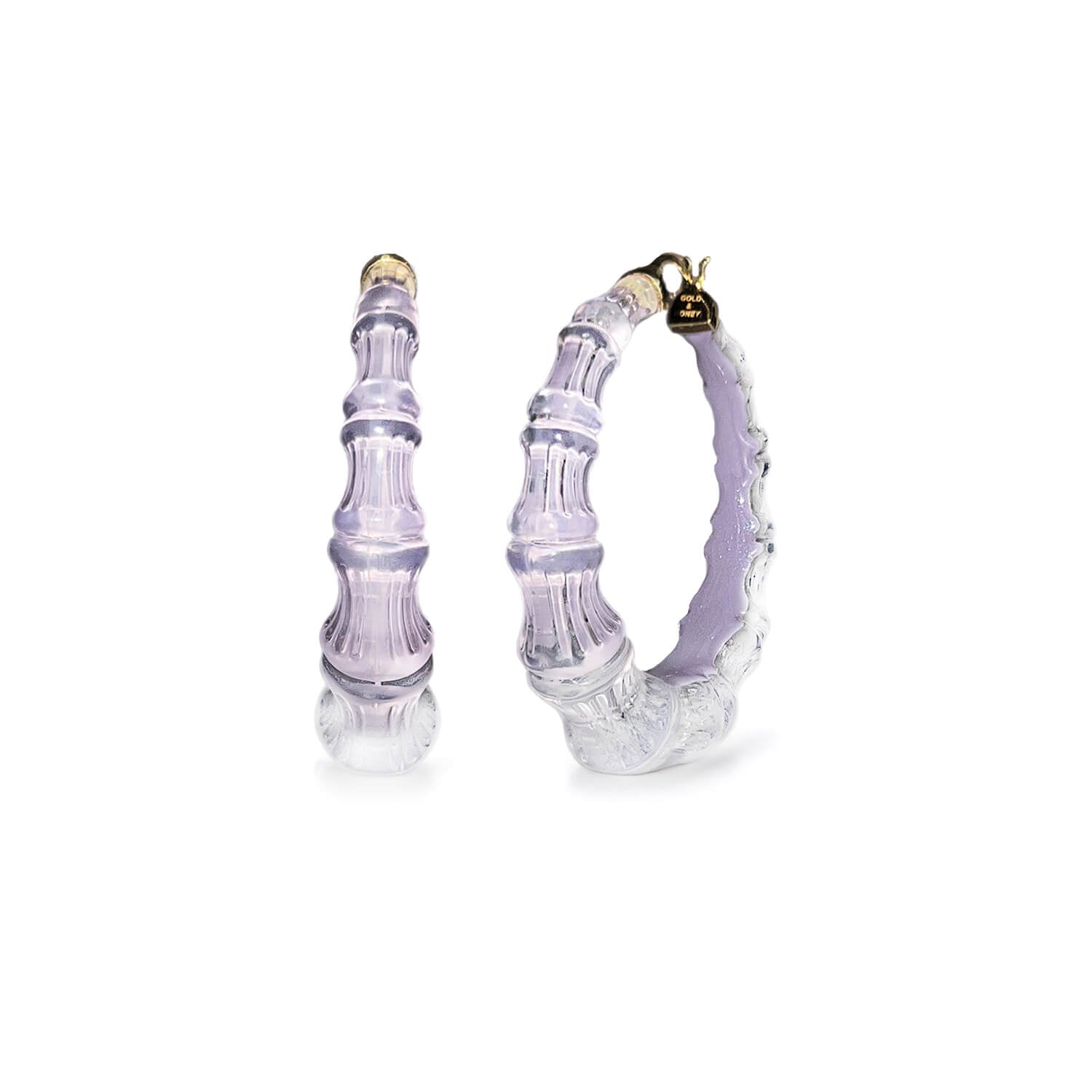 Bamboo Illusion Lucite Hoop Earrings