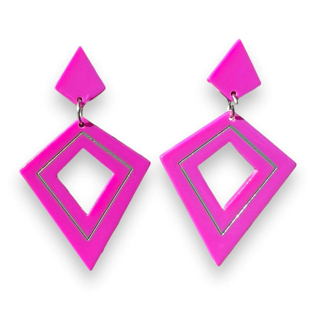 Retro Diamond Dangle Earrings PLUM by Lipstick & Chrome