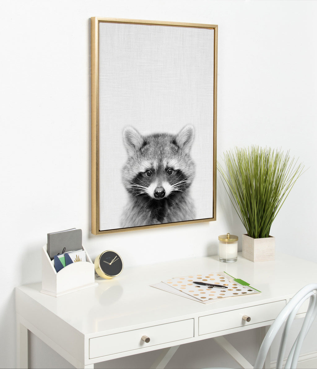 Sylvie Raccoon Framed Canvas by Simon Te Tai