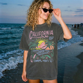 California Coastal Vibes Graphic Tee – Beach Sunset Shirt