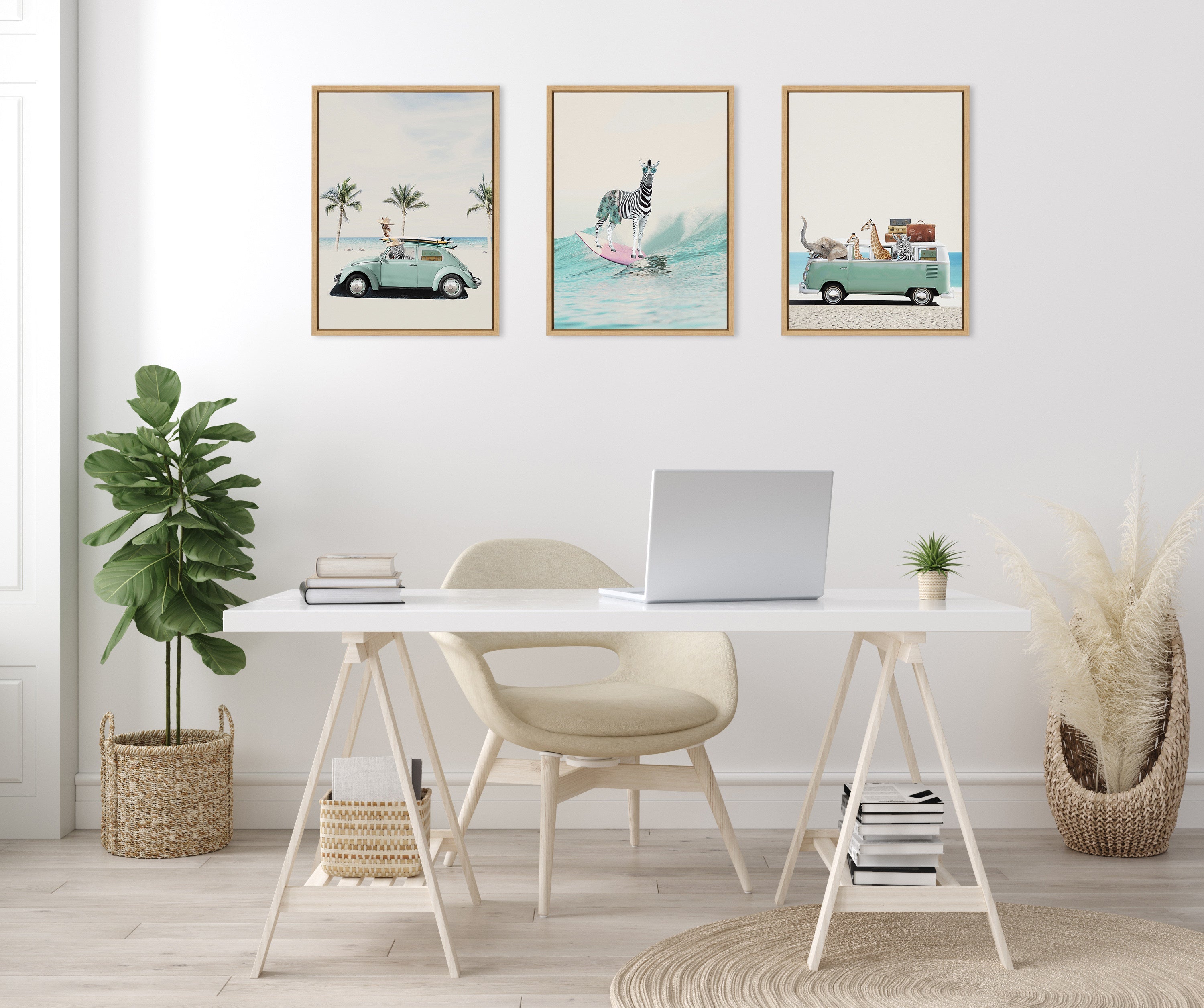 Sylvie Summer Animal Adventures Framed Canvas by July Art Prints