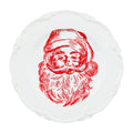 Red Santa Face Toile Dessert Plate