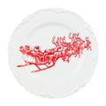 Red Santa's Sleigh Toile Dessert Plate