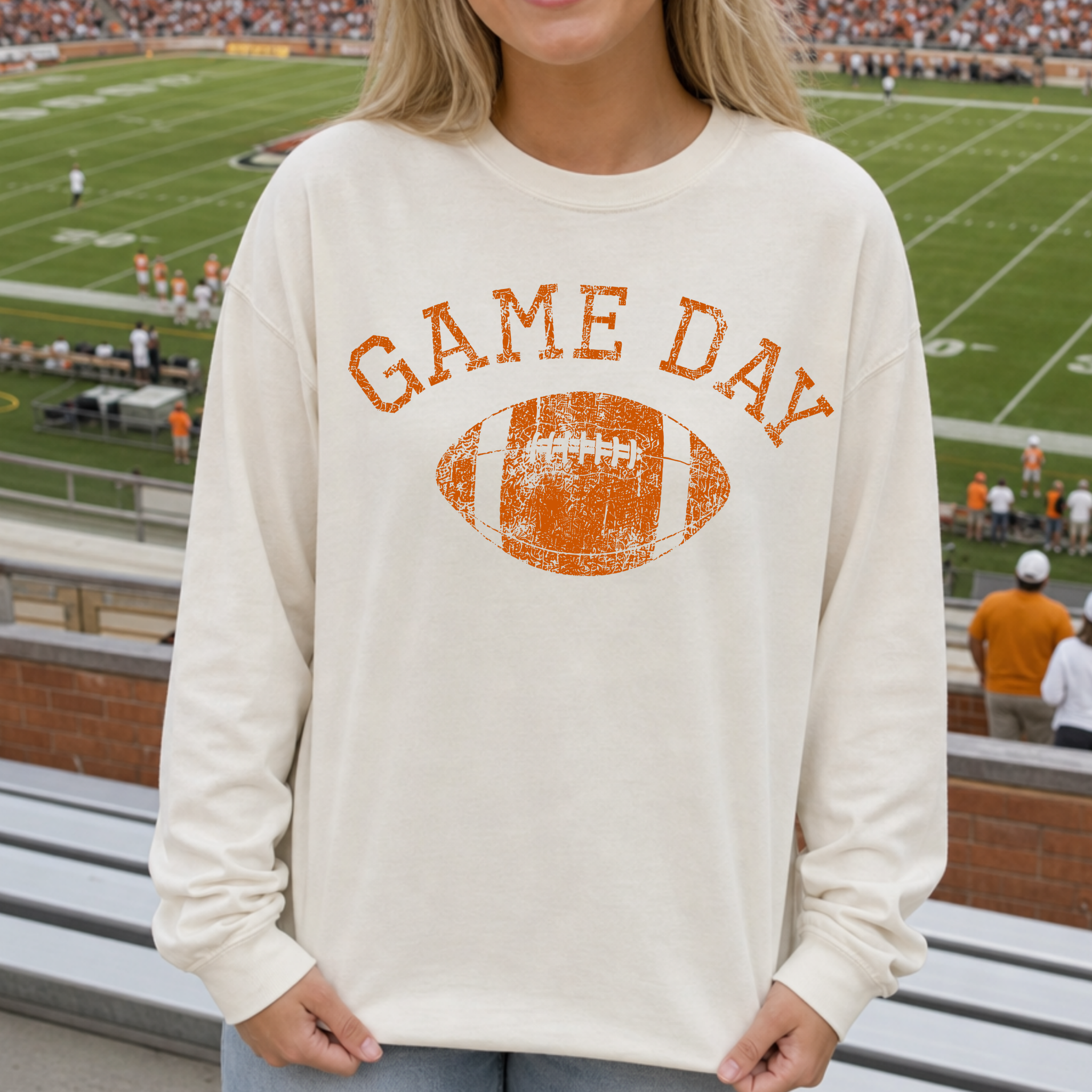 Custom Team Colors Vintage Game Day Football Sweatshirt