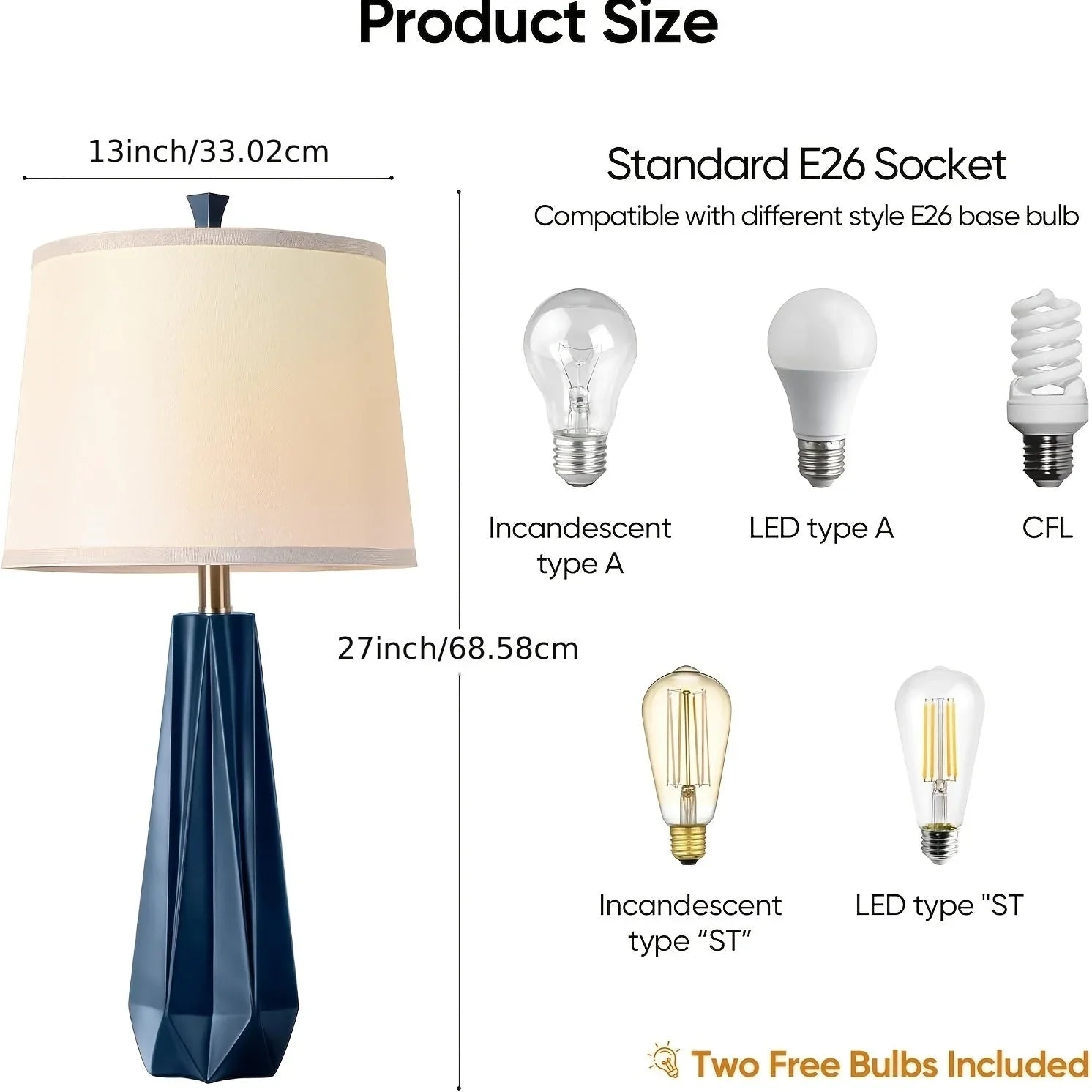 Table Lamp - Modern Navy Blue 27