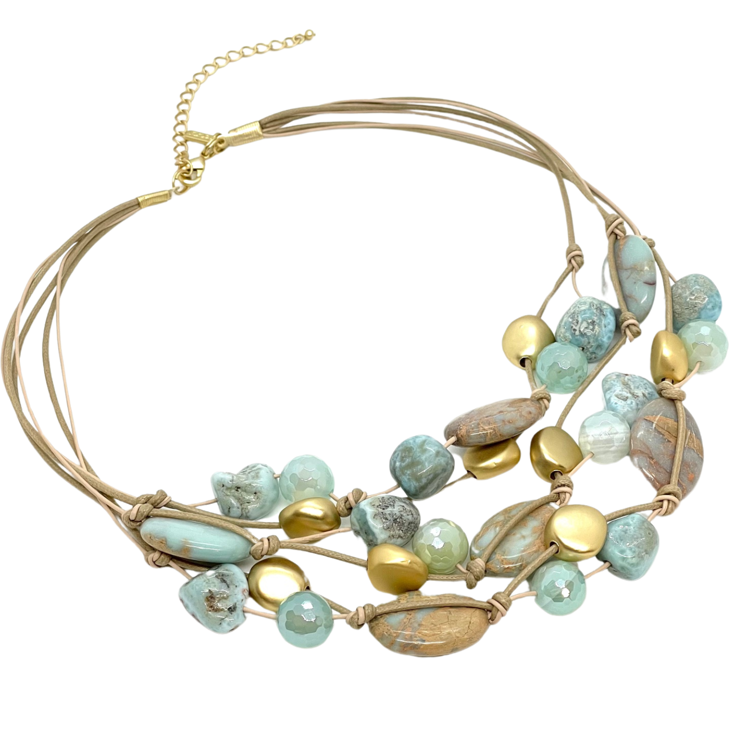 Blue Aqua Terra Jasper, Larimar and Glazed Aqua Agate Torsade