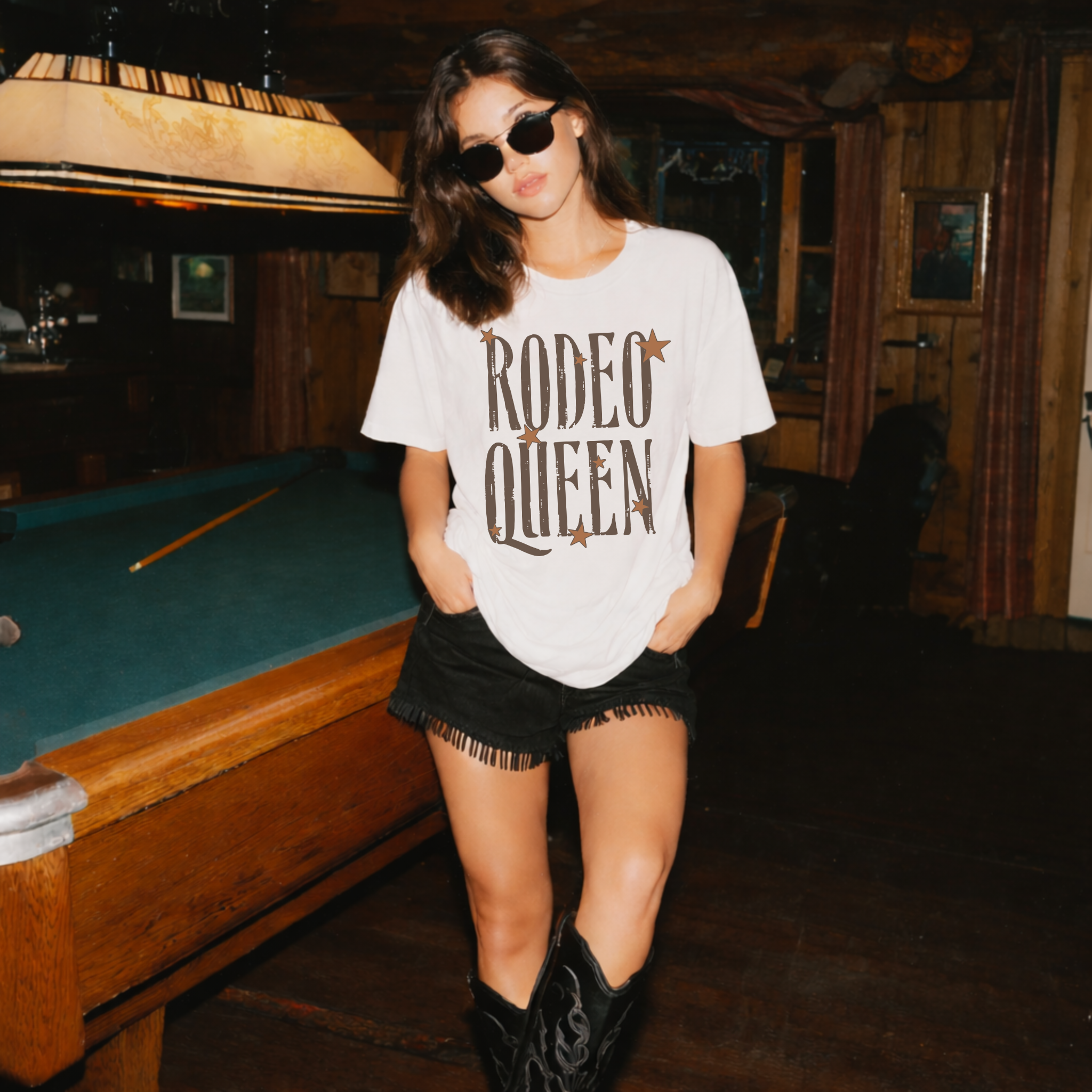 Rodeo Queen Graphic Tee – Western Cowgirl Vintage Star Shirt