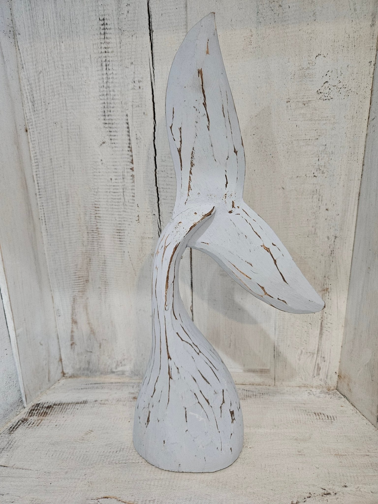 Wooden Whale Tails Tabletop Coastal Decor – 4 Colors Available (14.75" x 6")