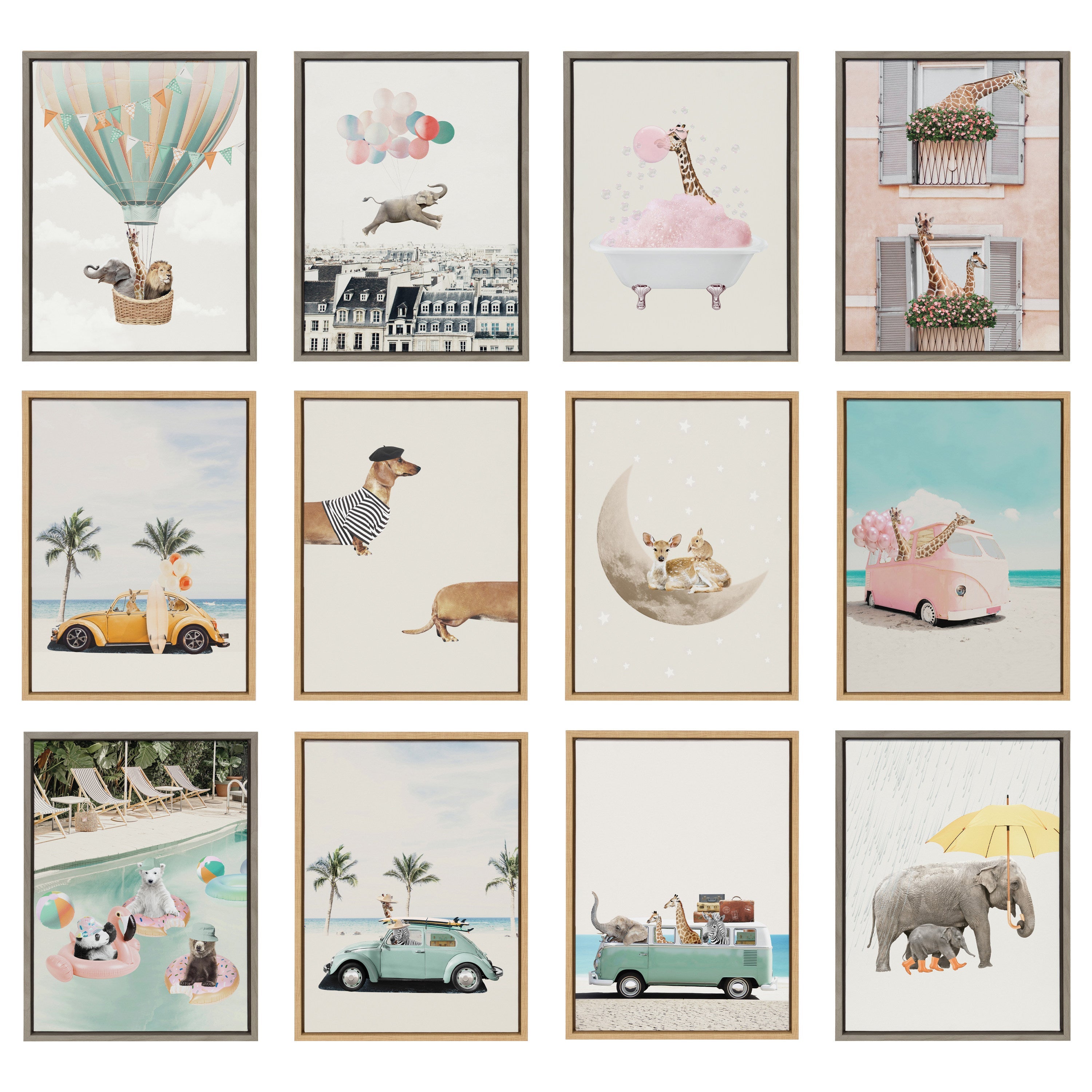 Sylvie Summer Animal Adventures Framed Canvas by July Art Prints